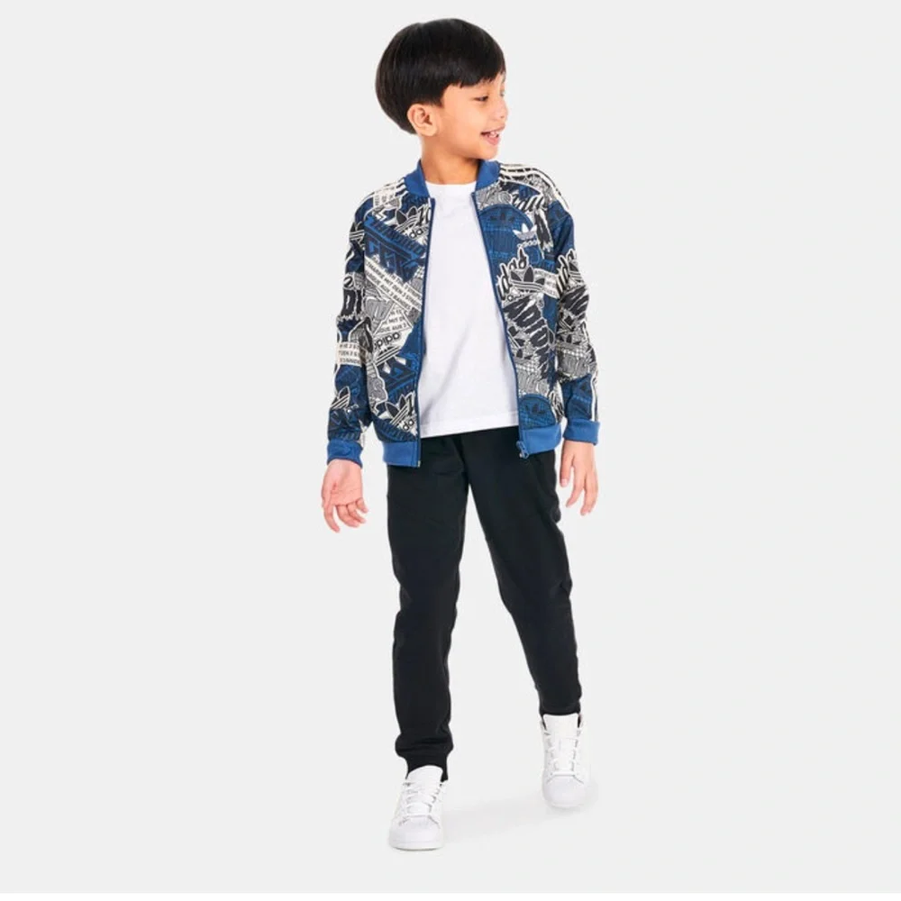 Adidas Kids Blue Graphic Jacket Size 5-6 Years